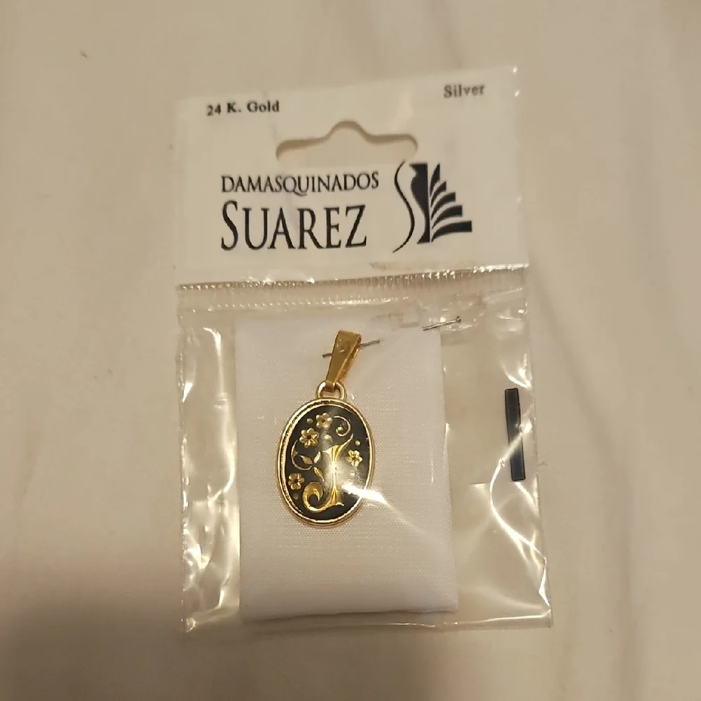 Gold and Blue J Pendant